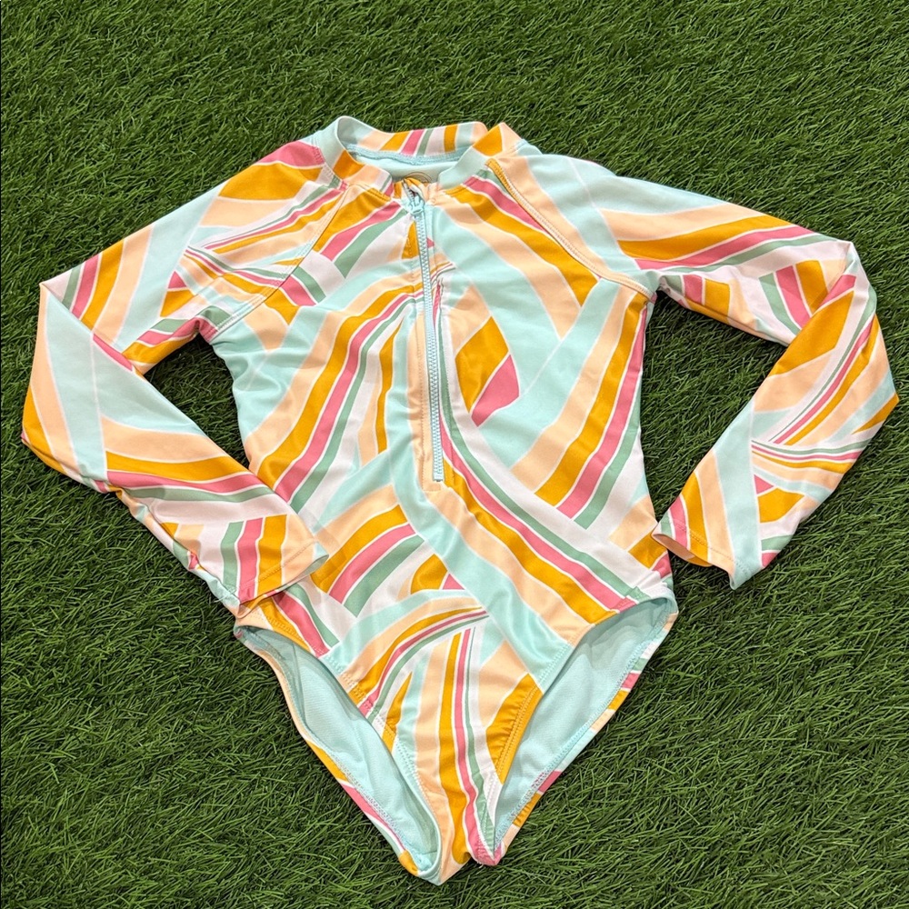 Wonder Nation One Piece Long Sleeve Rashguard Swimsuit